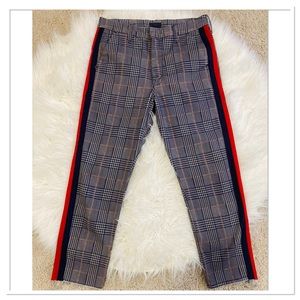 Mother The Shaker Prep Fray Trouser Pants Plaid Blue Pink Size 28
